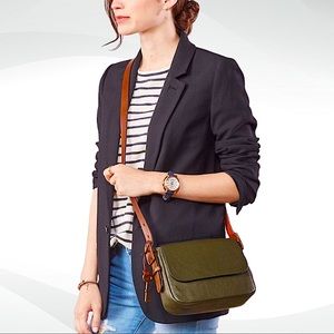 Fossil | Bags | Fossil Harper Leather Crossbody Green Brown | Poshmark